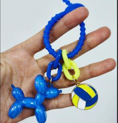 GUGEER Silicone Tie Bag Charms Jelly Balloon Dog Design Keychain for Women,Volleyball Charms,Volleyball Keychains