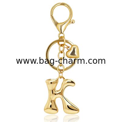 GUGEER Gold Bubble Heart, Cherry, Bow & More Designs Letter Initial Keychain Bag Charms – Cute Purse Charms for Handbags