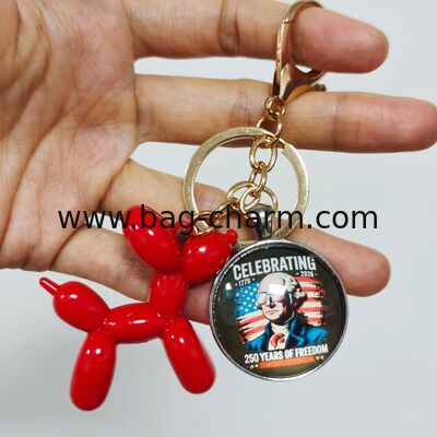 GUGEER USA 250th Anniversary Merchandise Keychain, Commemorative Keychain, American Semi-quincentennial Metal Key Ring with Flag Charm, Dog keychains,Patriotic Celebration Gift for Men Women