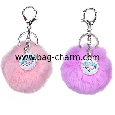 GUGEER Personalized logo Plush ball Keychain for Backpack,Key Chains Women Cute,Purse Charm Pendant Gift for Women