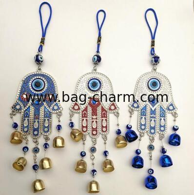 Blue Evil Eye Hand of Fatima Wind Chimes Outdoor Decoration, Hamsa Hand Windcatcher, Evil Eye Wind Bells, Fatima's Holy Hand Blue Evil Eye Amulet Wind Chimes for Home,Gift for Mom,Balcony,Patio,Garden