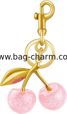 GUGEER 2 PCS Cherry Bag Charm,cherry Keychain for Women Purse,Cute Resin Cherry Purse Charm for Handbags,Sparkly Red Fruit Key Chain Car Keys Accessories,Kawaii Gifts for Birthday Mom Christmas