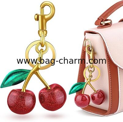 GUGEER Cherry Keychain Bag Charm for Purses–Cute Keyring Accessories for Women, Fashionable Handbag Charms for Car Keys