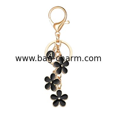 GUGEER Cute Flower Initial Letter Keychain for Women, Flower Charms, Bag & Purse Charms for Handbags & Backpacks Accessories