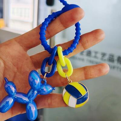 GUGEER Silicone Tie Bag Charms Jelly Balloon Dog Design Keychain for Women,Volleyball Charms,Volleyball Keychains