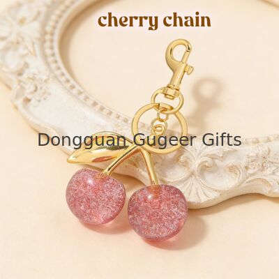 GUGEER 2 PCS Cherry Bag Charm,cherry Keychain for Women Purse,Cute Resin Cherry Purse Charm for Handbags,Sparkly Red Fruit Key Chain Car Keys Accessories,Kawaii Gifts for Birthday Mom Christmas