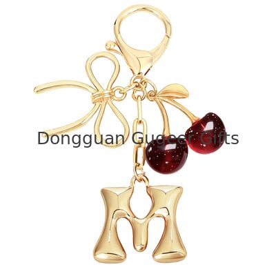 GUGEER Cherry Keychain Cute Bag Charm Women Leather Keyring Car Keys Gift Mother's Day Birthday Valentine's Purse Accessory