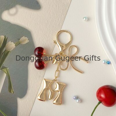 GUGEER Cherry Keychain Cute Bag Charm Women Leather Keyring Car Keys Gift Mother's Day Birthday Valentine's Purse Accessory