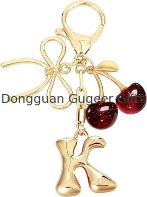GUGEER Cherry Keychain Cute Bag Charm Women Leather Keyring Car Keys Gift Mother's Day Birthday Valentine's Purse Accessory