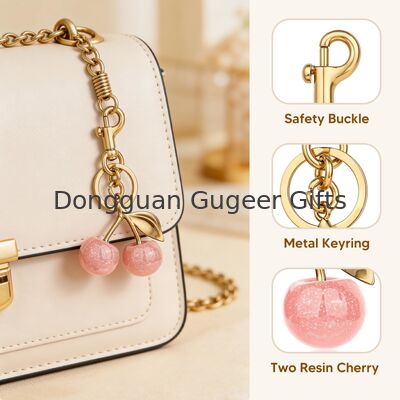 GUGEER 2 PCS Cherry Bag Charm,cherry Keychain for Women Purse,Cute Resin Cherry Purse Charm for Handbags,Sparkly Red Fruit Key Chain Car Keys Accessories,Kawaii Gifts for Birthday Mom Christmas