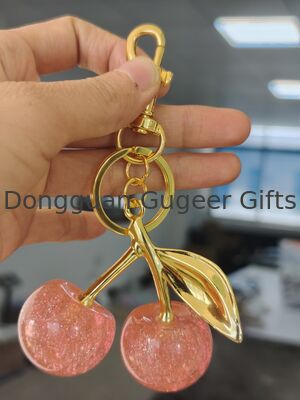 GUGEER 2 PCS Cherry Bag Charm,cherry Keychain for Women Purse,Cute Resin Cherry Purse Charm for Handbags,Sparkly Red Fruit Key Chain Car Keys Accessories,Kawaii Gifts for Birthday Mom Christmas
