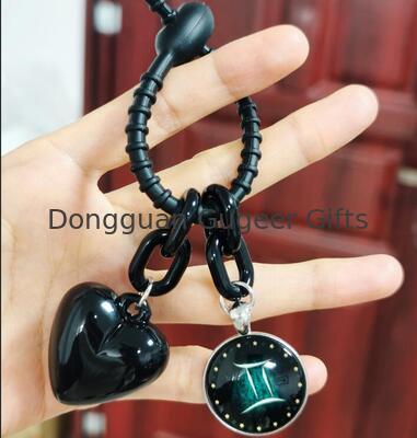 GUGEER Jelly Balloon Dog Keychain Bulk for Women Teen Girls Black Heart keychain Charm for Backpack Purse Tote Handbag Bookbag