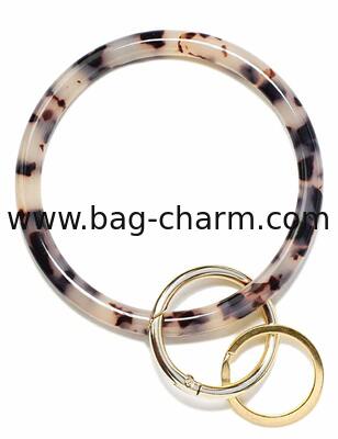 GUGEER  Key Ring Bracelet Wristlet Keychain Bangle Keyring for Women, Acetate Round Key Chain