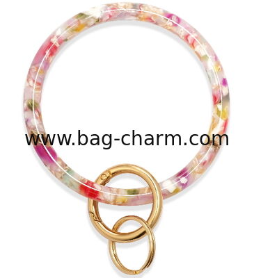 GUGEER Bangle Key Ring Bracelet Keychain Key Ring Bracelet for Women, Acetate Circle Keyring for Wrist