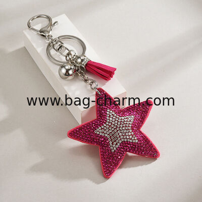 GUGEER Star Charm Keychain - Cute Bag Purse Handbag Accessories - Tassel Key Chain for Women Men