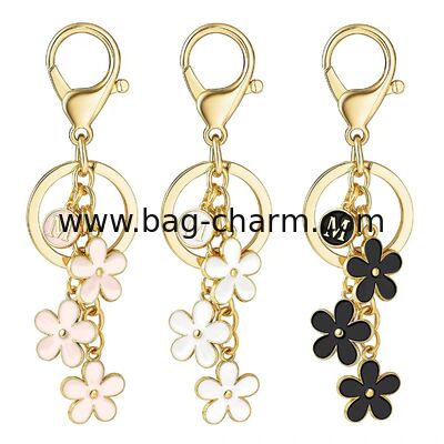 GUGEER Cute Flower Initial Letter Keychain for Women, Flower Charms, Bag & Purse Charms for Handbags & Backpacks Accessories