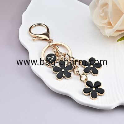 GUGEER Cute Flower Initial Letter Keychain for Women, Flower Charms, Bag & Purse Charms for Handbags & Backpacks Accessories