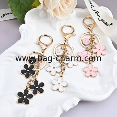 GUGEER Cute Flower Initial Letter Keychain for Women, Flower Charms, Bag & Purse Charms for Handbags & Backpacks Accessories