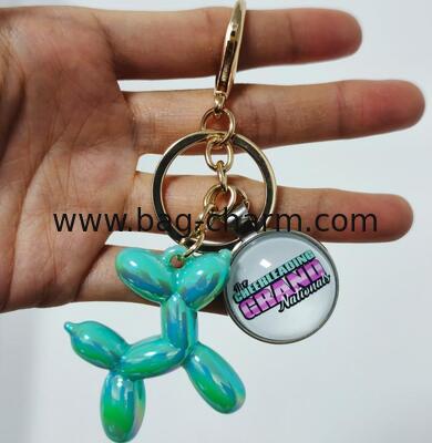 GUGEER Cute Jelly Balloon Dog Design Keychain for Women,Volleyball Charms,Volleyball Keychains，Customized Your Logo Pendant