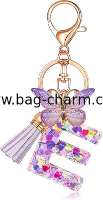 GUGEER Bling Initial Letter Keychain, Metal Alphabet Key Chain for Purse Handbag Decor, Birthday Gift for Women Girls