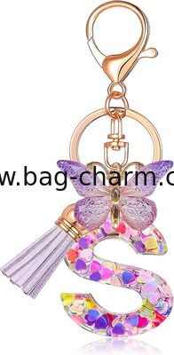 GUGEER Bling Initial Letter Keychain, Metal Alphabet Key Chain for Purse Handbag Decor, Birthday Gift for Women Girls