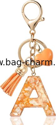 GUGEER Initial Keychains for Women with Cute Heart Resin - Alphabet Letter Keychain for Bag, Backpacks, Purse or Car key