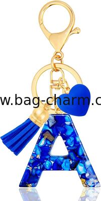 GUGEER Initial Keychains for Women with Cute Heart Resin - Alphabet Letter Keychain for Bag, Backpacks, Purse or Car key