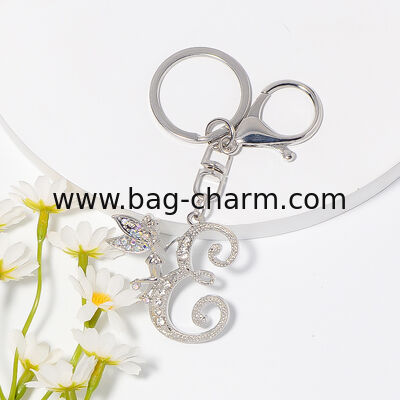 GUGEER Simple Design Alphabet Letter Keychain Cute Bag Charm Key Pendant for Mother’s Day Christmas Valentine Gift