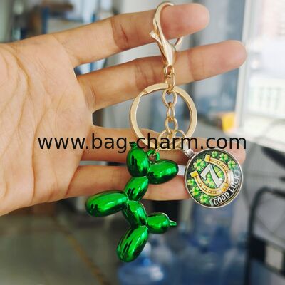 GUGEER Lucky Four Leaf Clover Keychain, Cute Jelly Dog Keychain Charms for Women Men, Good Luck Charm Key Chain for Purse Bag Backpack Car Key