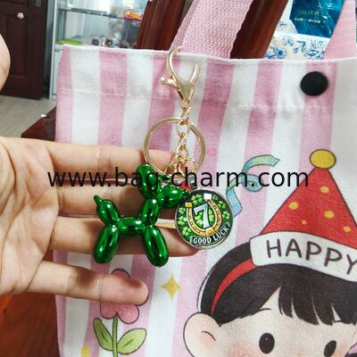 GUGEER Lucky Four Leaf Clover Keychain, Cute Jelly Dog Keychain Charms for Women Men, Good Luck Charm Key Chain for Purse Bag Backpack Car Key