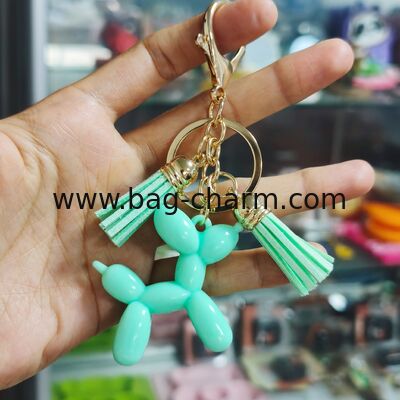 GUGEER Mint Green Mini Balloon Dog Keychain Pendant, Adorable Animal Key Ring, Lightweight Bag Charm for Daily Use, Cute Gift for Key Lovers and Party Favors