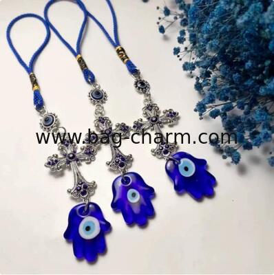 GUGEER Evil Eye Keychains Lucky Charms Bag for Women, Cute Purse Handbag Accessories