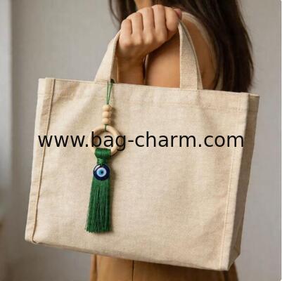 GUGEER Turkish Eye Evil Eye Bag Charms Purse Charms for Good Luck and Protection at Home, Tassel Bag Decorations Charm Wristlet Bracelet Keyring for Women