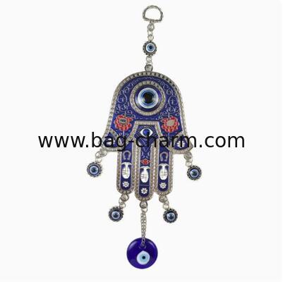 GUGEER Fatima Bag Charms Purse Charms Hanging Hand of Fatima Blue with Turkish Eye Decorative Door and Window Amulet Protector for Home Ornament and Practical for Wall and Office
