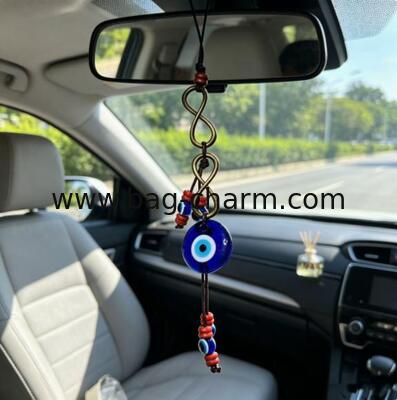 GUGEER Evil Eye Keychain Turkish Evil Eye Bag Charms Blue Keyring Good Luck Greece Keychain Gift for for Home Office and Car Decoration