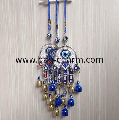 Blue Evil Eye Hand of Fatima Wind Chimes Outdoor Decoration, Hamsa Hand Windcatcher, Evil Eye Wind Bells, Fatima's Holy Hand Blue Evil Eye Amulet Wind Chimes for Home,Gift for Mom,Balcony,Patio,Garden