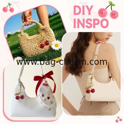 GUGEER Cherry Bag Charm Cute Key Chains Cherry Purse Charms for Handbags, Strawberry Keychain Mother's Day Gifts