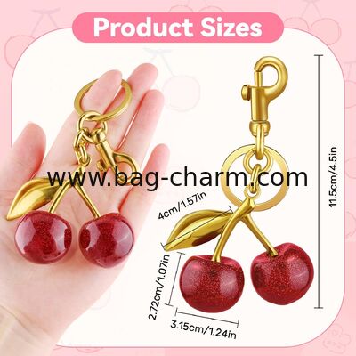 GUGEER Cherry Bag Charm Cute Key Chains Cherry Purse Charms for Handbags, Strawberry Keychain Mother's Day Gifts