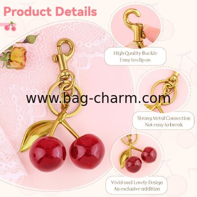 GUGEER Cherry Bag Charm Cute Key Chains Cherry Purse Charms for Handbags, Strawberry Keychain Mother's Day Gifts