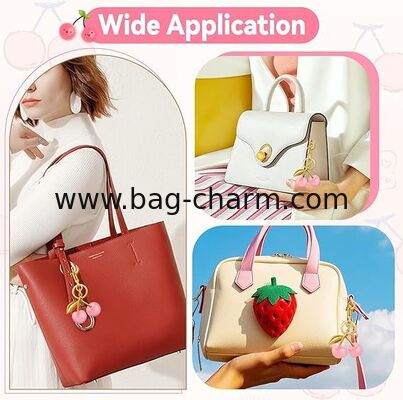 GUGEER 2 PCS Cherry Bag Charm,cherry Keychain for Women Purse,Cute Resin Cherry Purse Charm for Handbags,Sparkly Red Fruit Key Chain Car Keys Accessories,Kawaii Gifts for Birthday Mom Christmas