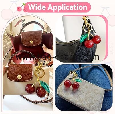 GUGEER Cherry Keychain Bag Charm for Purses–Cute Keyring Accessories for Women, Fashionable Handbag Charms for Car Keys