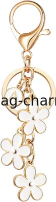 GUGEER Cute Flower Initial Letter Keychain for Women, Flower Charms, Bag & Purse Charms for Handbags & Backpacks Accessories