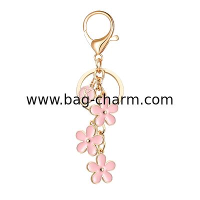 GUGEER Cute Flower Initial Letter Keychain for Women, Flower Charms, Bag & Purse Charms for Handbags & Backpacks Accessories