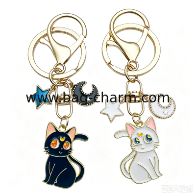 GUGEER Cute Cat Keychain Funny Gifts for Women Men Cute Keychains for Women, Bag Charms for for Women Bagchain Valentine's Day Gift