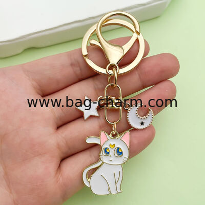GUGEER Cute Cat Keychain Funny Gifts for Women Men Cute Keychains for Women, Bag Charms for for Women Bagchain Valentine's Day Gift