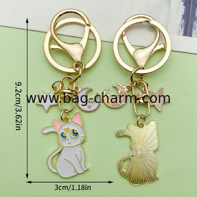 GUGEER Cute Cat Keychain Funny Gifts for Women Men Cute Keychains for Women, Bag Charms for for Women Bagchain Valentine's Day Gift